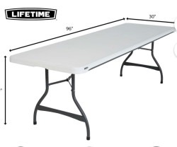 8Ft white folding tables